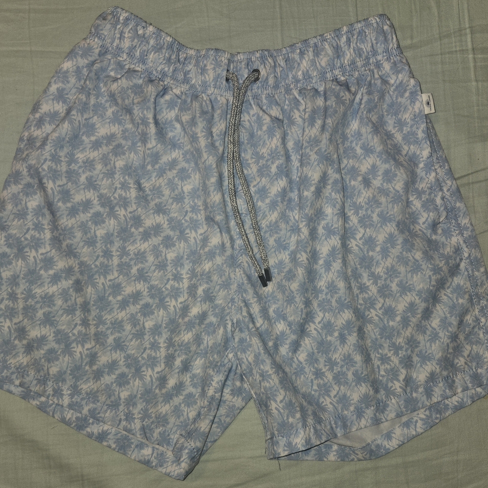 Men's Blue Palm Print Swim Shorts